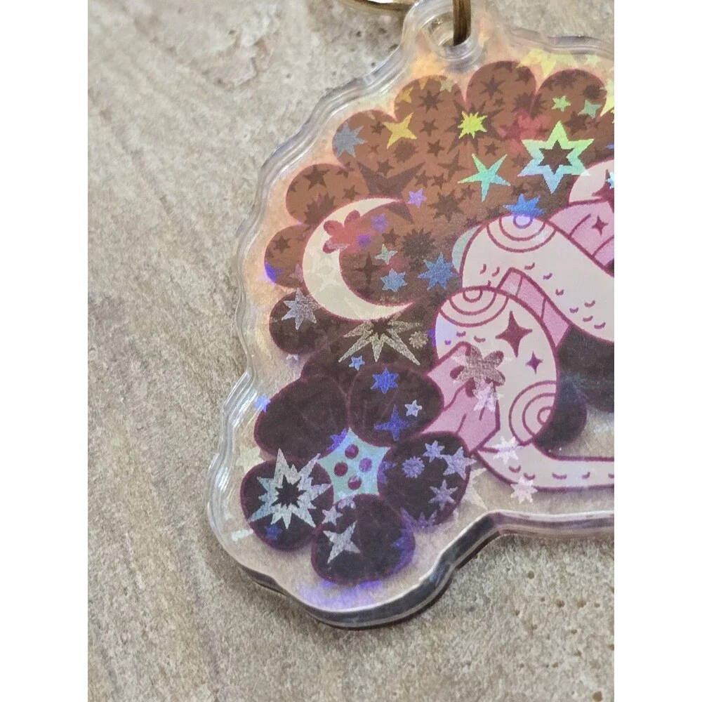 Chinese Zodiac Year of the Snake Celestial Holographic Acrylic Keychain Reptile